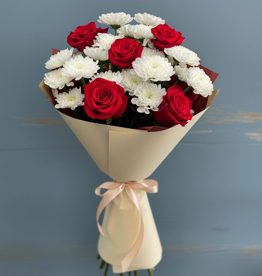 Букет цветов из: Розы и Хризантемы в Тосно