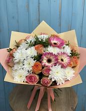 Букет цветов из:  Розы, Герберы и Хризантемы #REPLACE_PRED# Тосно