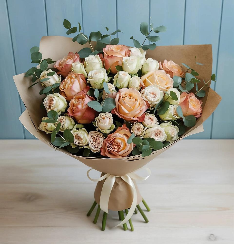 Букет цветов из: Альстромерии и Розы в Тосно