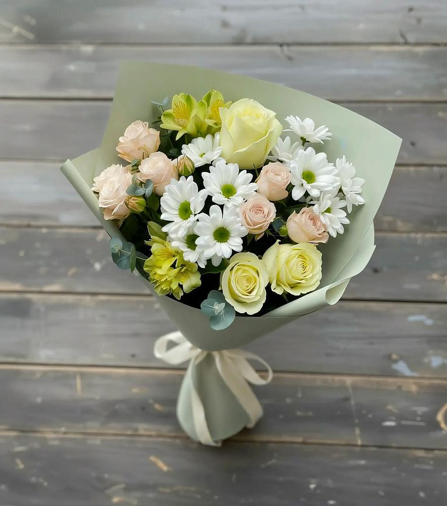 Букет цветов из: Альстромерии, Розы и Хризантемы в Тосно