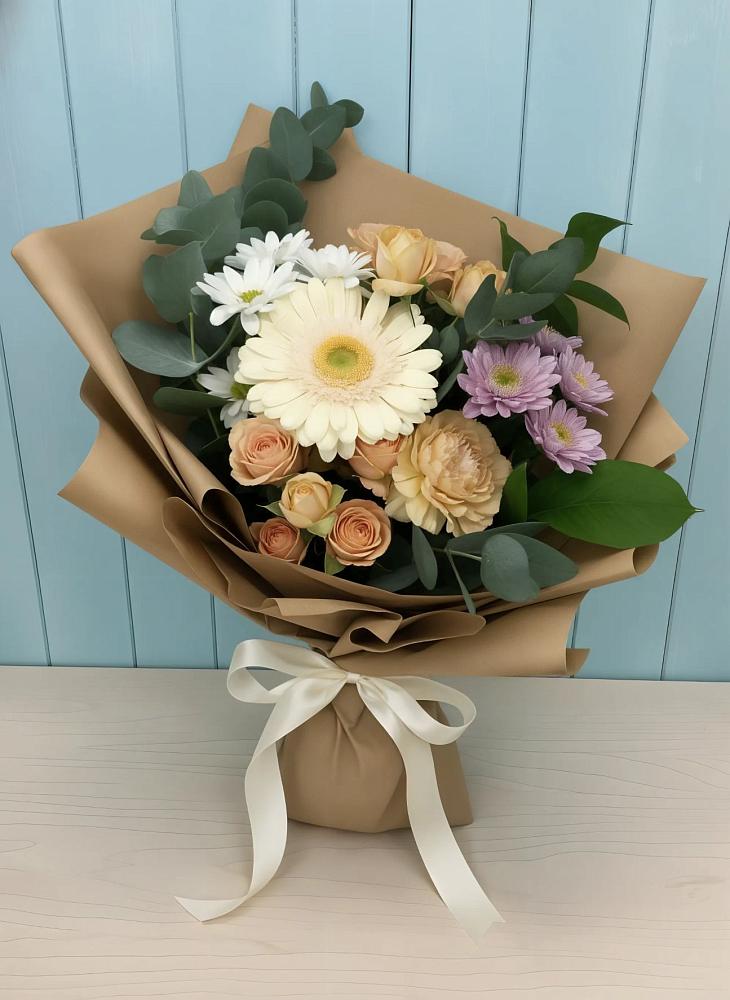 Букет цветов из: Герберы и Хризантемы в Тосно