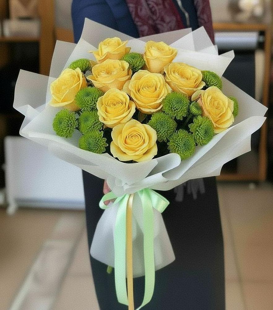 Букет цветов из: Хризантемы и Розы в Тосно