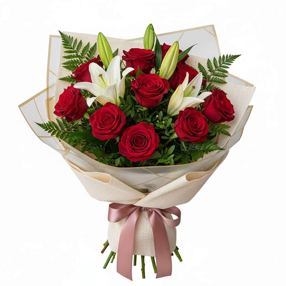 Букет цветов из: Лилии и Розы в Тосно