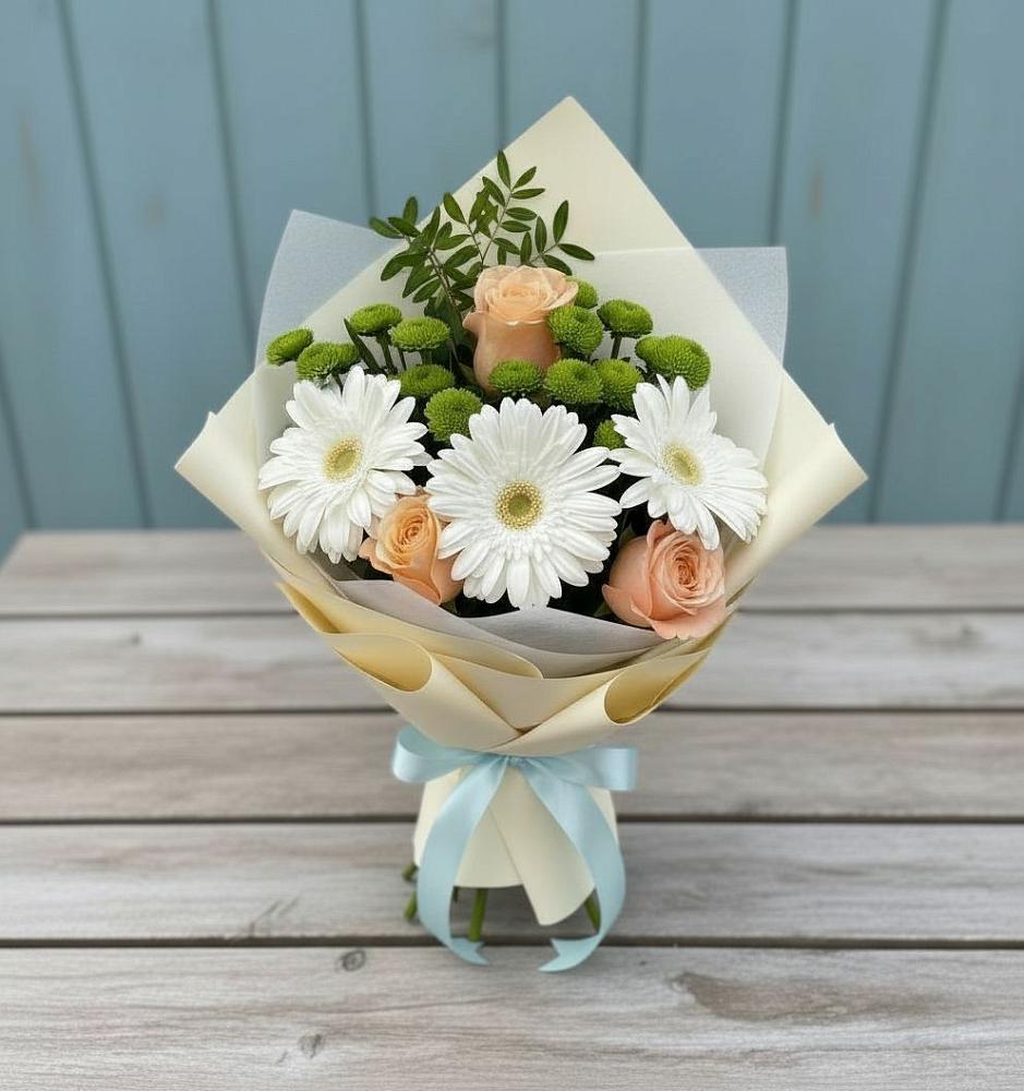 Букет цветов из: Герберы, Розы и Хризантемы в Тосно