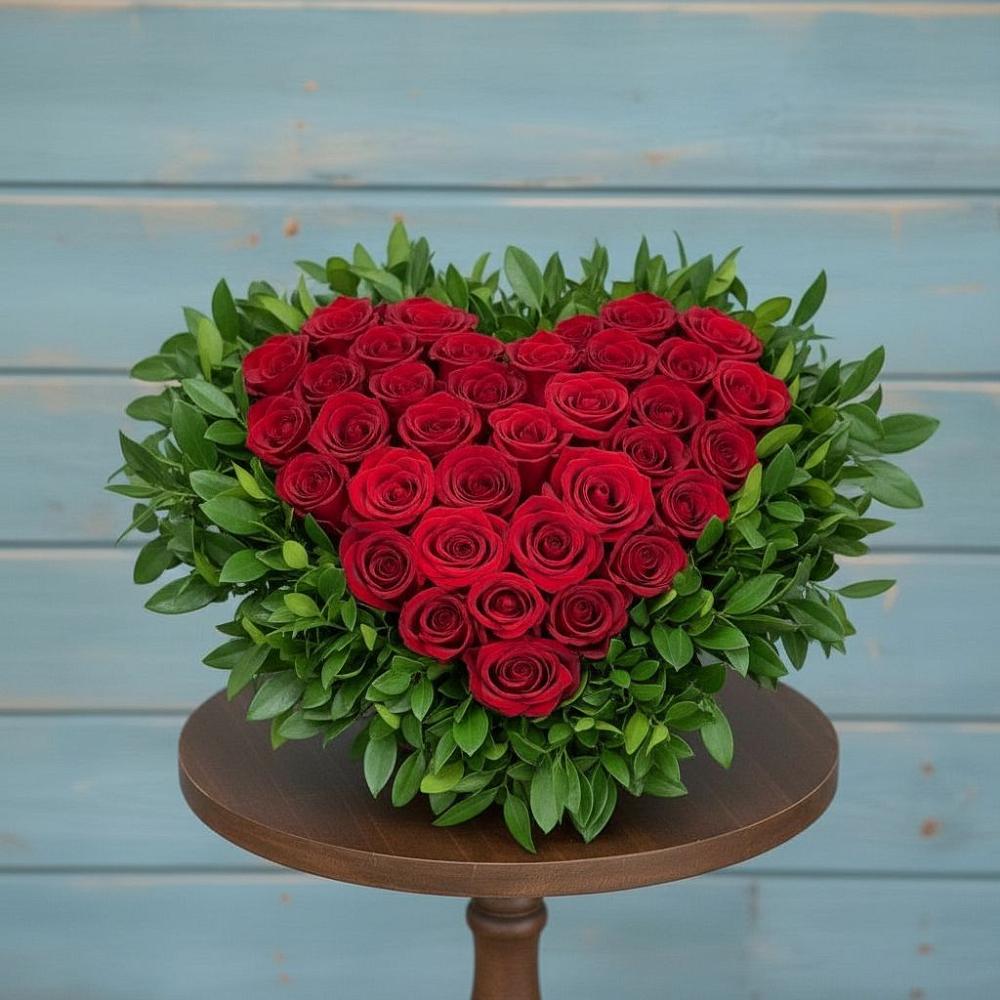 Цветочная композиция из Розы в виде сердца в Тосно