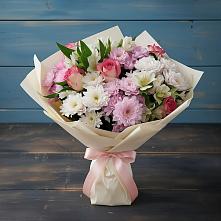 Букет цветов из:  Хризантемы, Альстромерии и Розы в Тосно