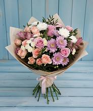 Букет цветов из:  Хризантемы, Розы и Альстромерии в Тосно