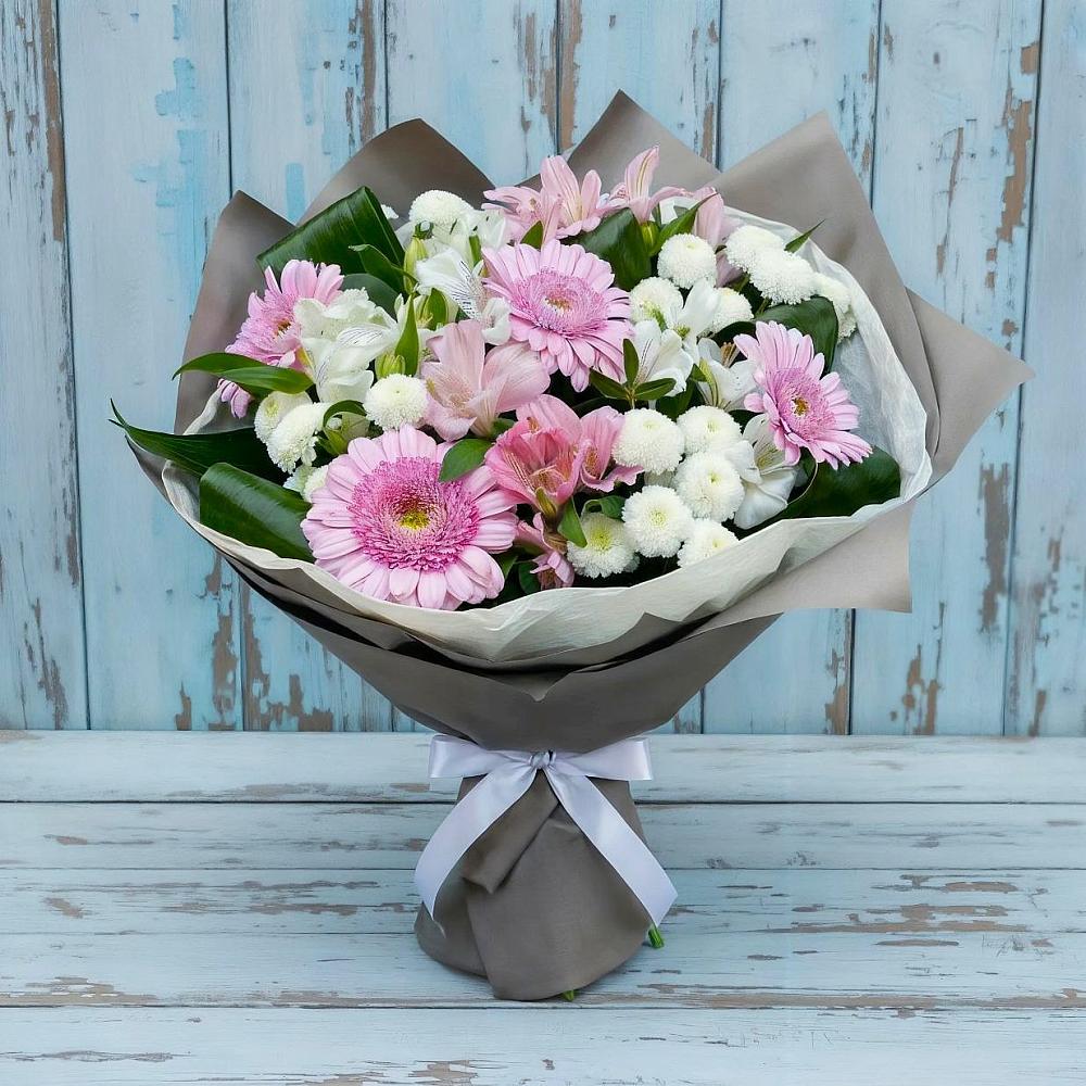 Букет цветов из: Герберы, Альстромерии и Хризантемы в Тосно